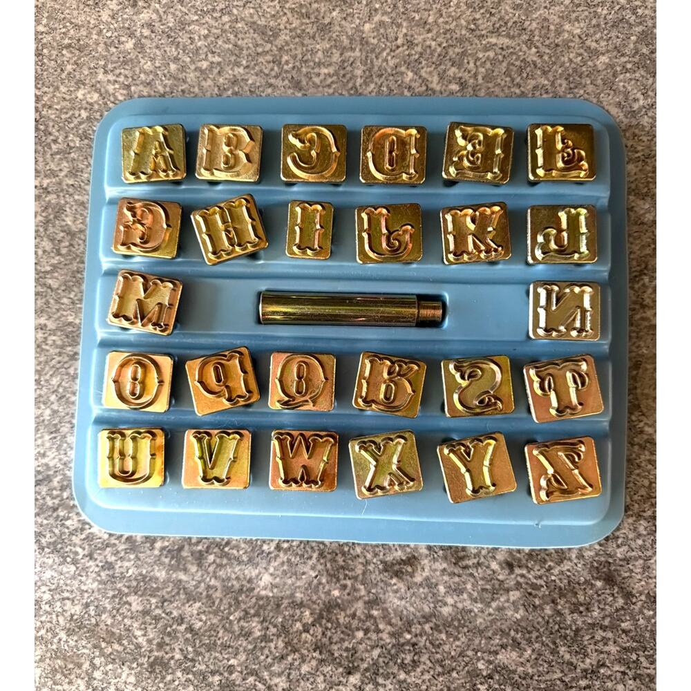 Vintage Crafttool Co Leather Tooling Alphabet Script Stamp Set